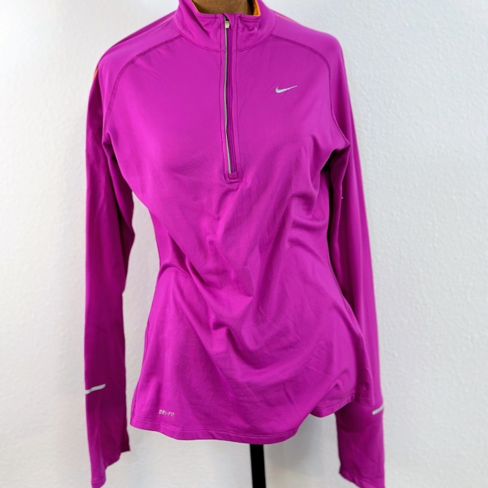Nike Quarter Zip Pullover Womens Medium Magenta Good Dri-FIT Running 321616-521